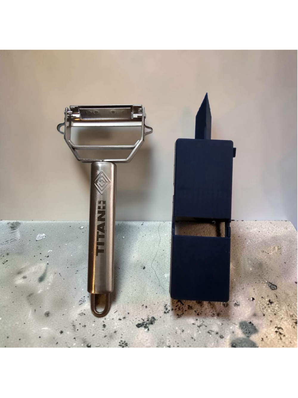 Titan+ Vegetable Peeler Julienne Slicer Garnishing Tool w Slicing Board Guide